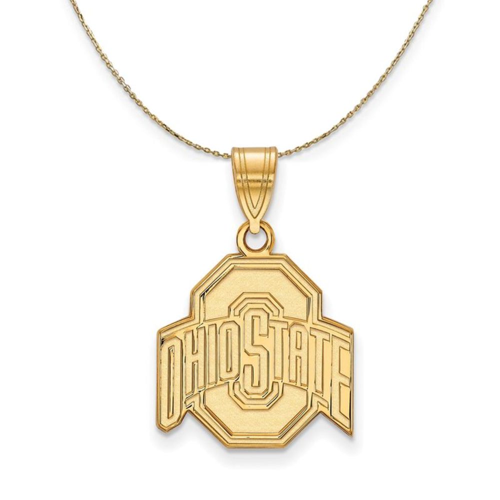 14k Yellow Gold Ohio State Medium Logo Necklace - 30 Inch